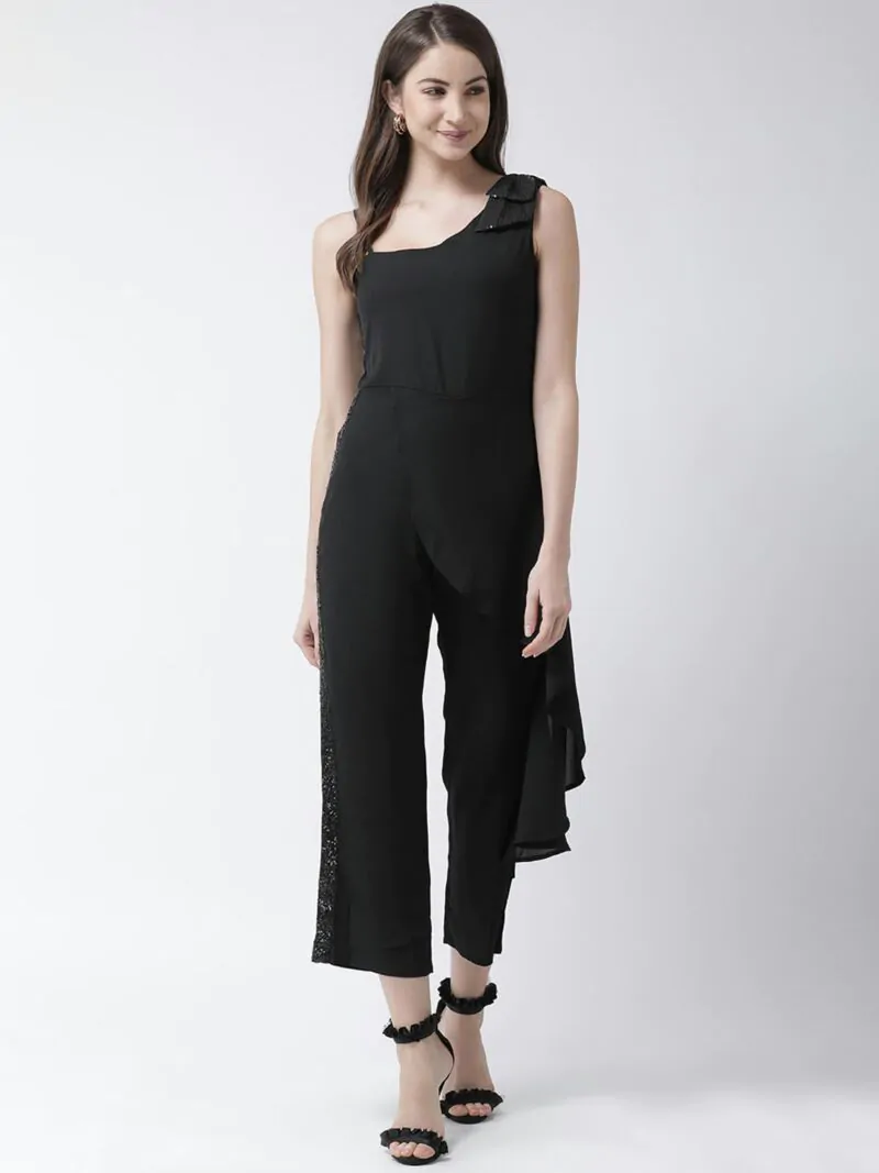 Women Black Solid Basic Jumpsuit