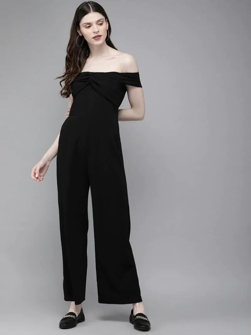 Women Black Solid Basic Jumpsuit