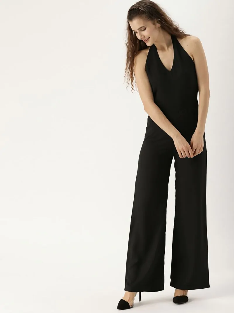 Black Solid Basic Jumpsuit