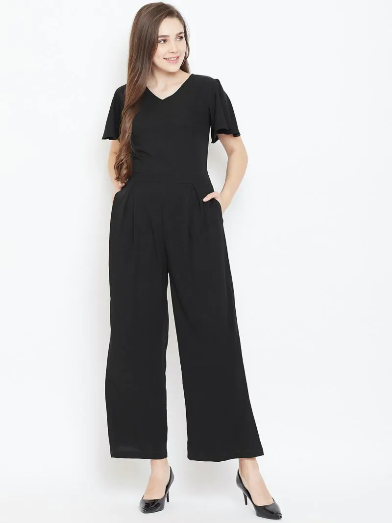 Women Black Solid Basic Jumpsuit
