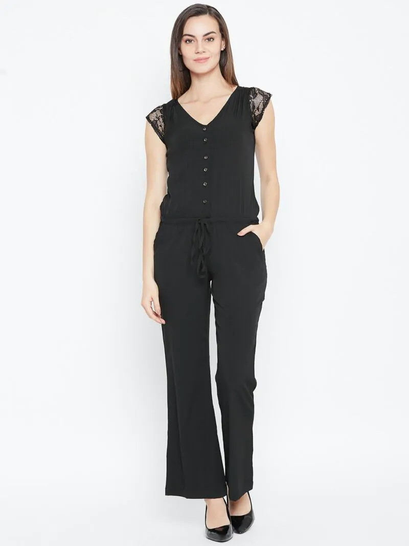 Women Black Solid Basic Jumpsuit