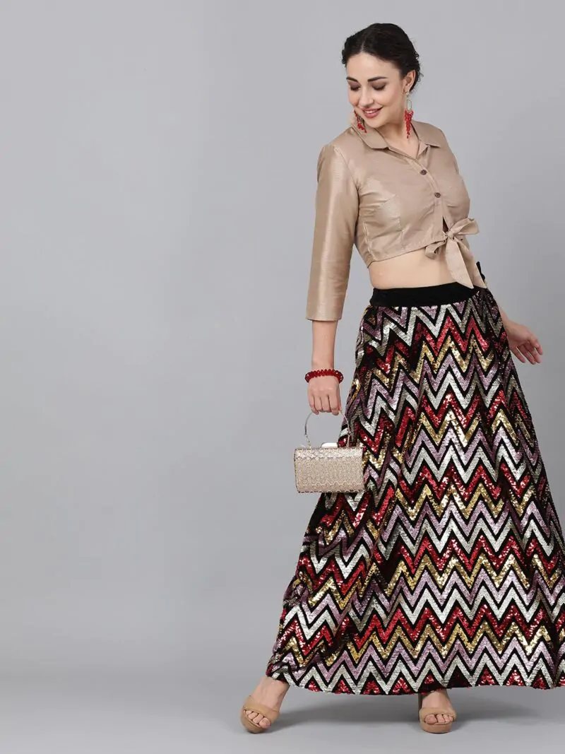 Multicolored Embellished Lehenga With Blouse