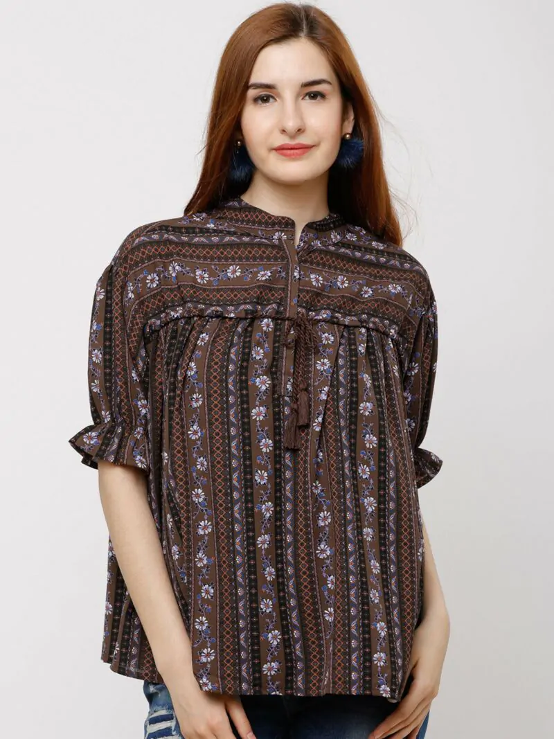 Women Brown Printed Top