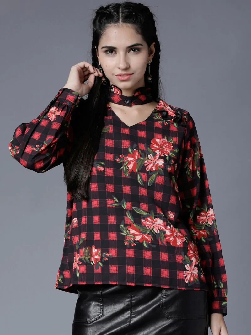 Women Black Printed Top