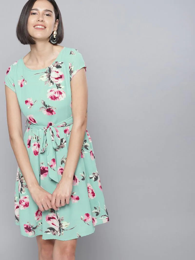 Green Flower Mini Dress