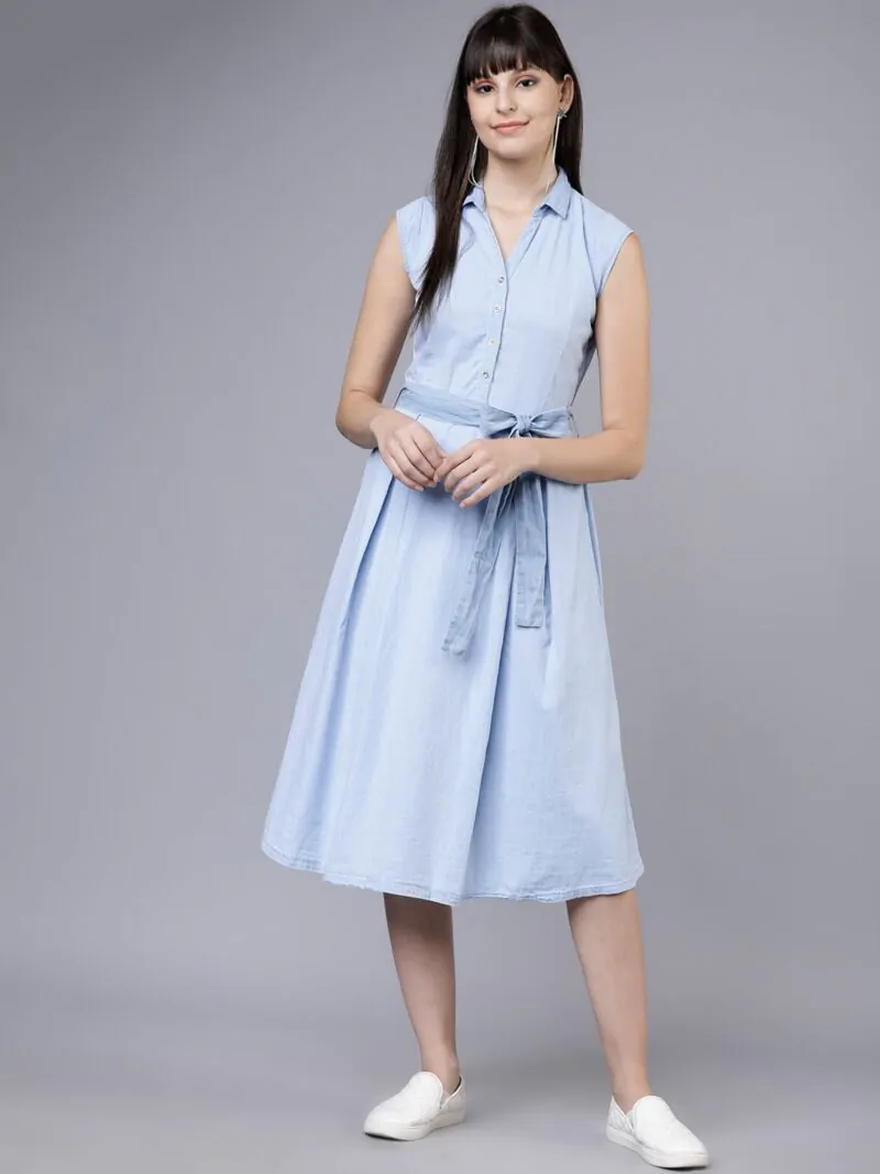 Blue Mini Dress with waist belt