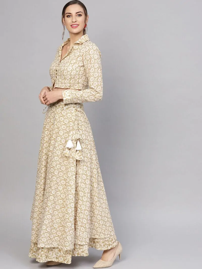 Off white Gold Lehenga With Choli