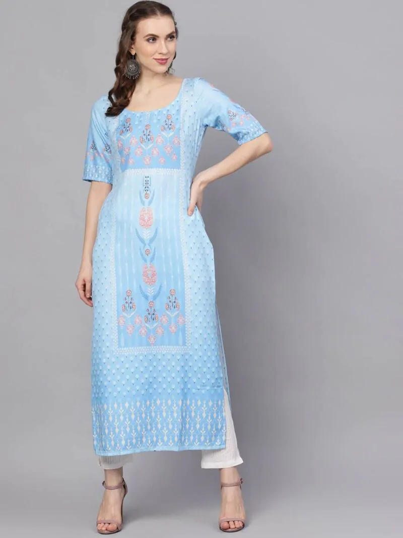 Aqua Blue Digital Print Kurta