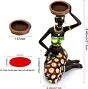 Hand Crafted Home Decor Sitting African Tribal Women with Candle Holder Art Piece