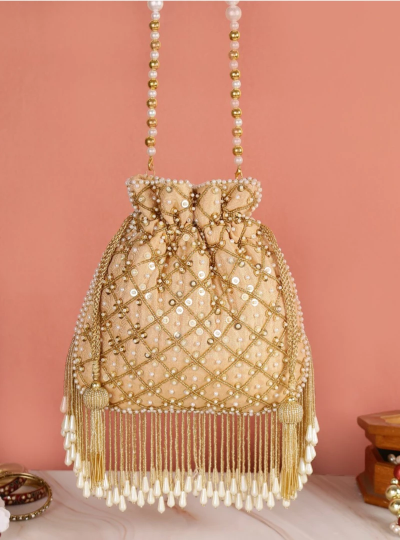 Golden Sequin embellish Evening Party Wear Potli