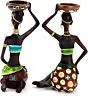 Hand Crafted Home Decor Sitting African Tribal Women with Candle Holder Art Piece