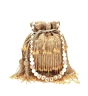 Yellow Pearl Golden Bridal Party Wear Potli Bag