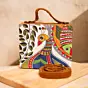 Woman Madhubani Peacock Printed Suitcase Style Clutch
