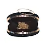 Women Black Embroidery Round Party Clutch