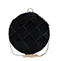 Women Black Embroidery Round Party Clutch