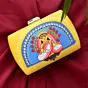Women Yellow And Blue Durga Printed Clutch