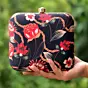 Women Black Floral Printed Clutch