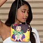 Women Fancy Floral Princess Printed Clutch on Bright Yellow Background