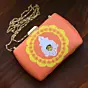 Woman Orange And Yellow Durga Printed Clutch