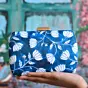 Women Blue and White Floral Printed Clutch