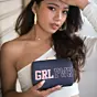 Woman Black Background Girl Power Text Clutch