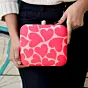 Women Valentine Red Hearts Printed Clutch