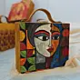 Women Abstract Face Printed Suitcase Style Clutch