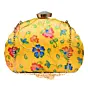 Woman Yellow Floral Moon Shape Clutch