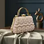 Women White Pearl & Arch-Pattern Handle Clutch