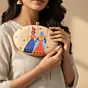 Women Indian Puppet Printed Oval Clutch