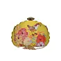 Women Yellow Backdrop Bird Printed D-shape Clutch