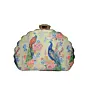 Women Peacock Printed D-shape Clutch