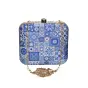 Woman Blue Mandala Pattern Printed Clutch