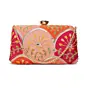 Woman Pink & Red Embroidered Clutch
