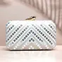 Woman Silver Sequins White Embroidery Clutch
