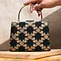 Women Black And Golden Brocade Fabric Clutch