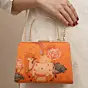 Women Divine Cow Lotus Hand Printed Clutch