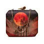 Woman Red Moon Printed Clutch