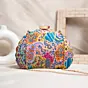 Woman Multicolour Embroidery Moon Shape Clutch