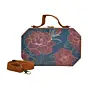 Woman Teal Blue Rose Printed Clutch