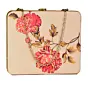 Women Red Flower Design Printed MDF Clutch