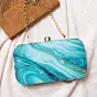 Woman Sky Blue Flow Art Printed Clutch