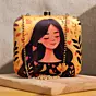 Women Yellow Girl And Birds Printed Clutch