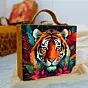 Women Colorful Tiger Printed Suitcase Style Clutch