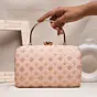 Woman Pink Box Pattern Embroidery Clutch