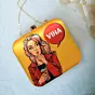 Woman Yellow Based Customised Name Clutch