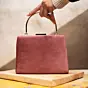 Women Salmon Pink Fabric Clutch
