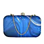 Woman Blue-Golden Resin Print Clutch