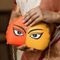 Women Multicolor Durga Printed D-Shape Clutch