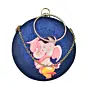 Woman Ganesh Printed Round Clutch